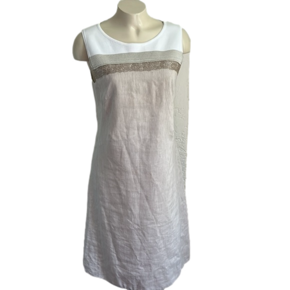 TONET Beige Striped Cardigan sleeveless dress SZ 42 made in Italy